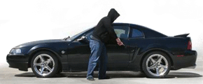 Thief stealing car.